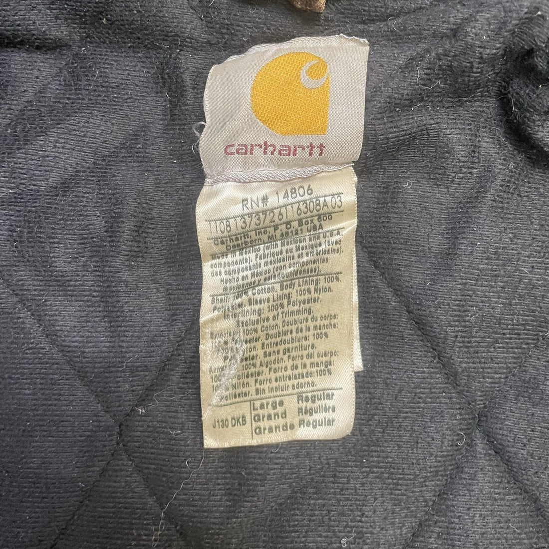 Vintage Carhartt Canvas Active Bomber Work Jacket Size Large J130 DKB Brown