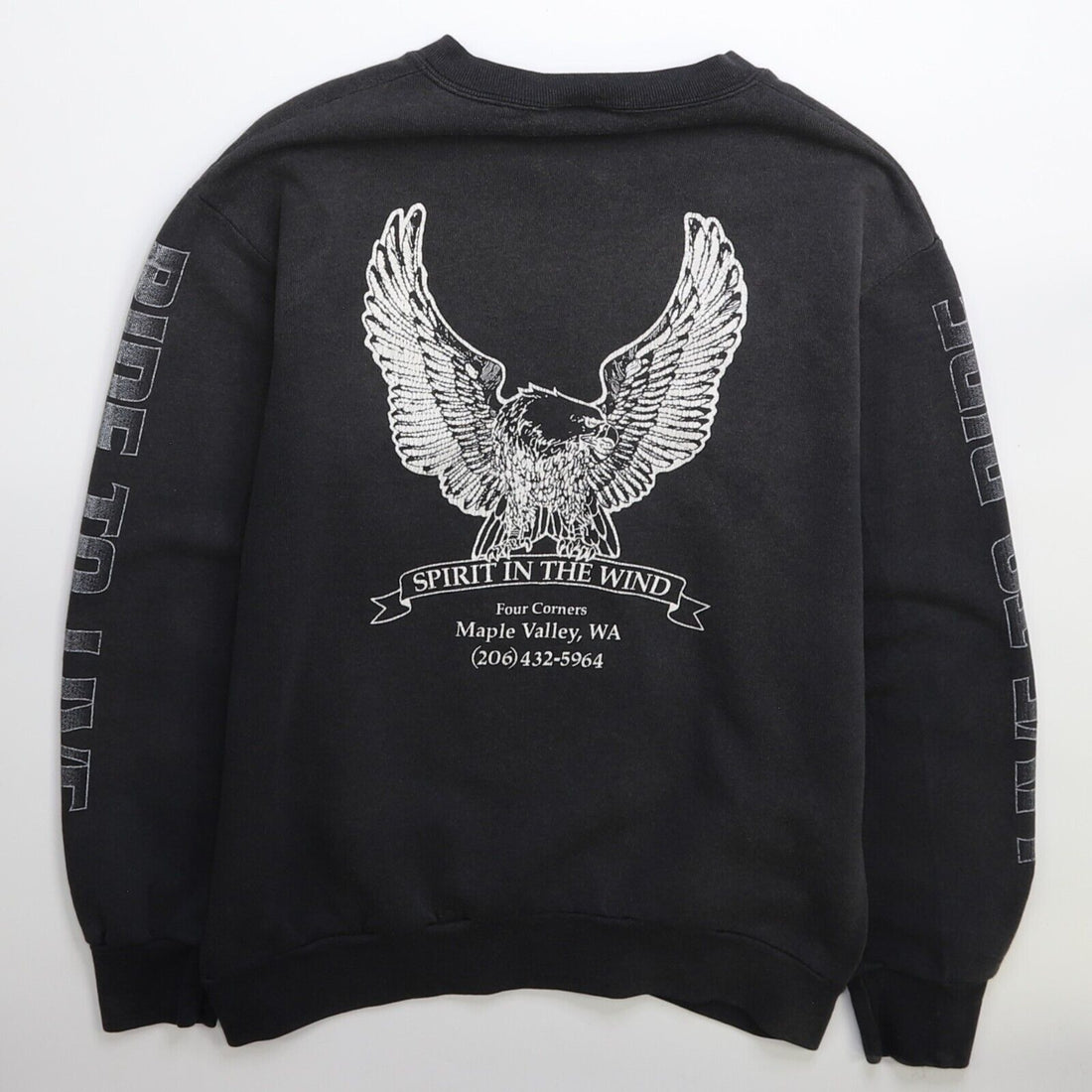 Vintage Follow The Spirit Live To Ride Wolf Crewneck Sweatshirt Medium 90s