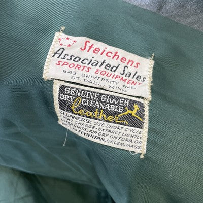 Vintage K of C Leather Varsity Jacket Size 46 Green