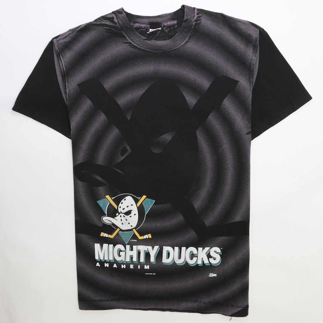 Vintage Anaheim Mighty Ducks T-Shirt Size XL All Over Print 1993 90s NHL