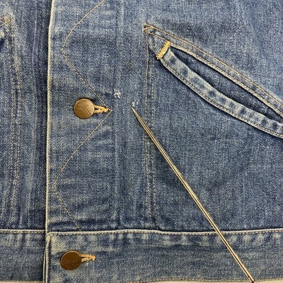 Vintage Wrangler Denim Jacket Size 38 Racing Team Patch 70s