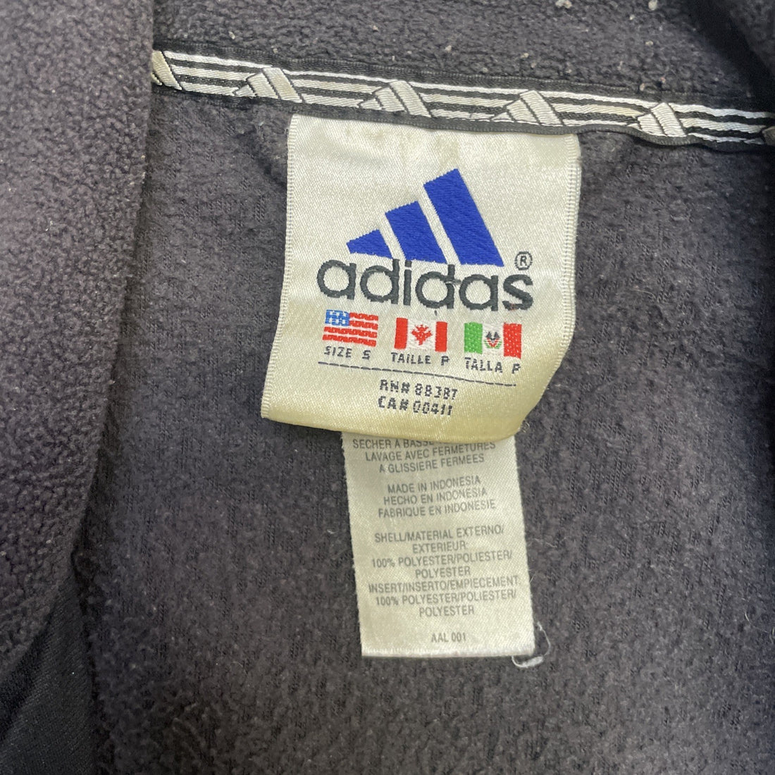 Vintage Adidas Fleece Jacket Size Small Black
