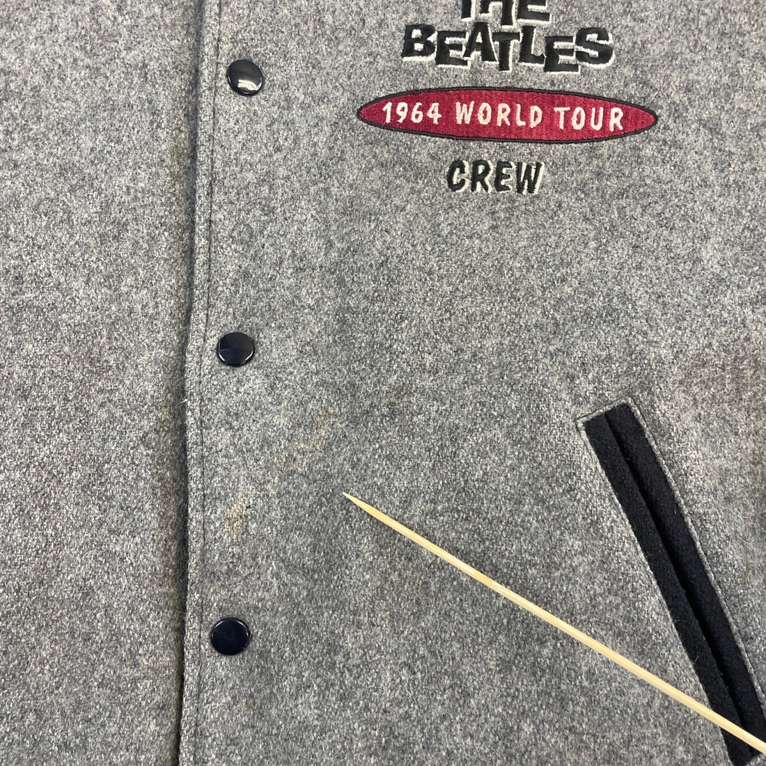 Vintage The Beatles World Tour Crew Wool Varsity Jacket Large Band Music 90s