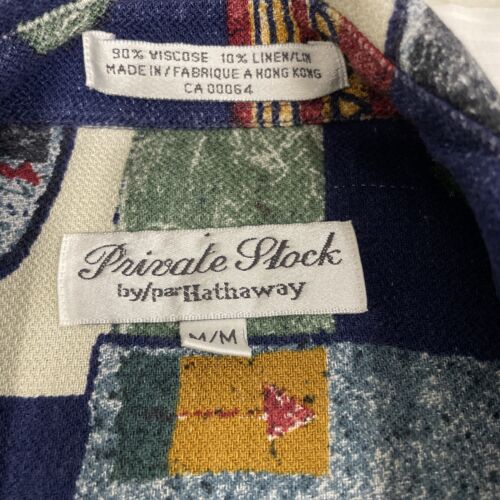Vintage Private Stock Hathaway Abstract Art Shirt Size Medium All Over Print