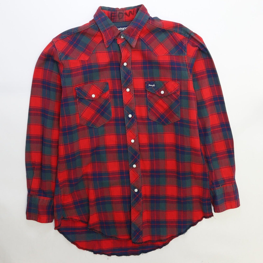 Vintage Wrangler Western Pearl Snap Shirt Size 16 1/2 X 34 Plaid