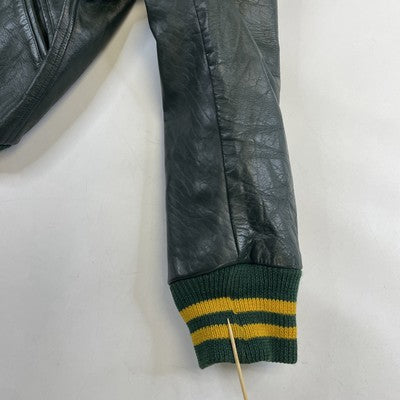 Vintage K of C Leather Varsity Jacket Size 46 Green