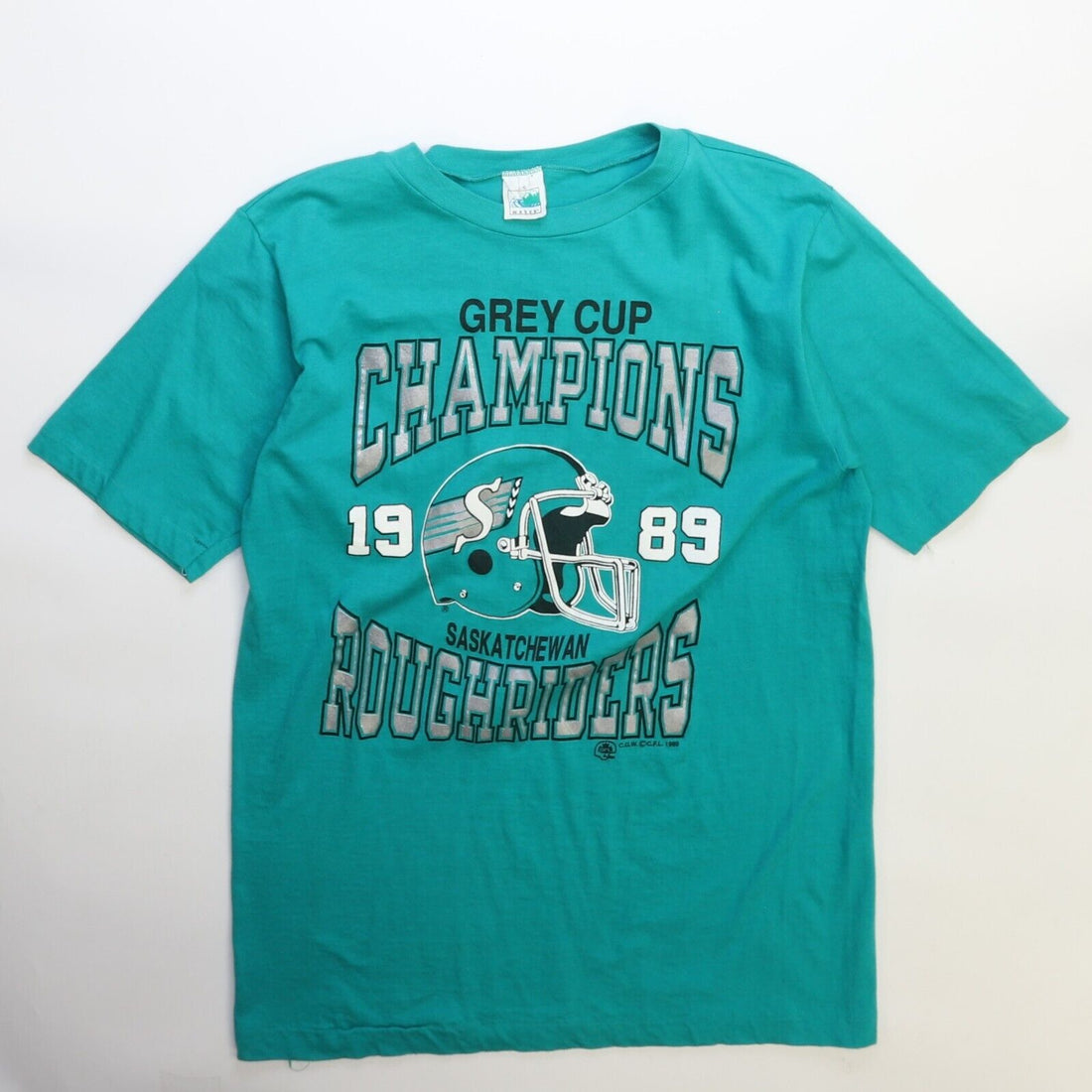 Vintage Saskatchewan Roughriders Grey Cup Champs T-Shirt Size Large 1989 80s CFL