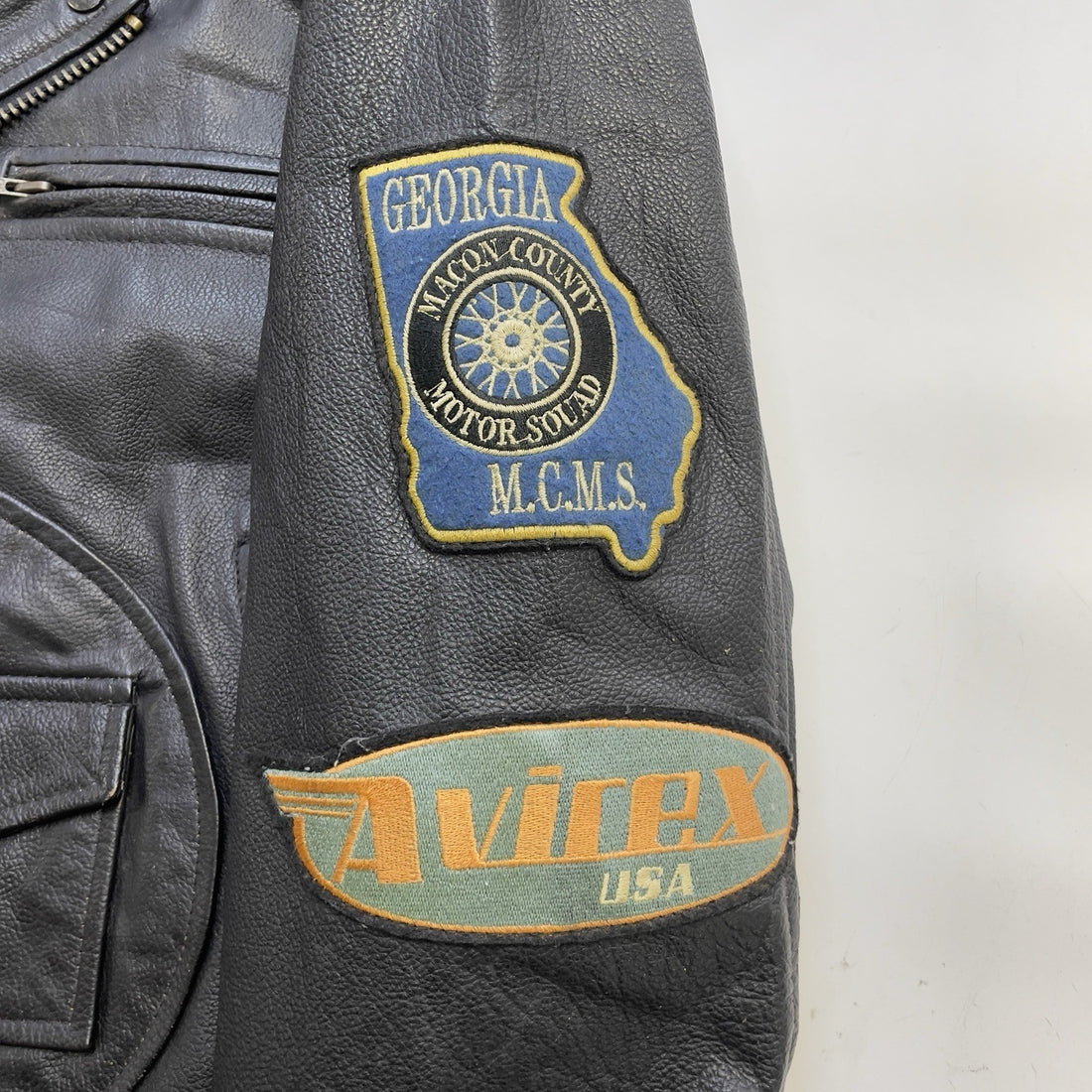 Vintage Avirex Leather Classic Motorcycle Jacket Size Large Patches D Pocket
