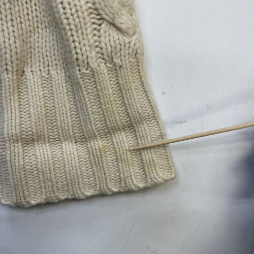 Vintage Polo Ralph Lauren Wool Cable Knit Crewneck Sweater Large Suede Elbow
