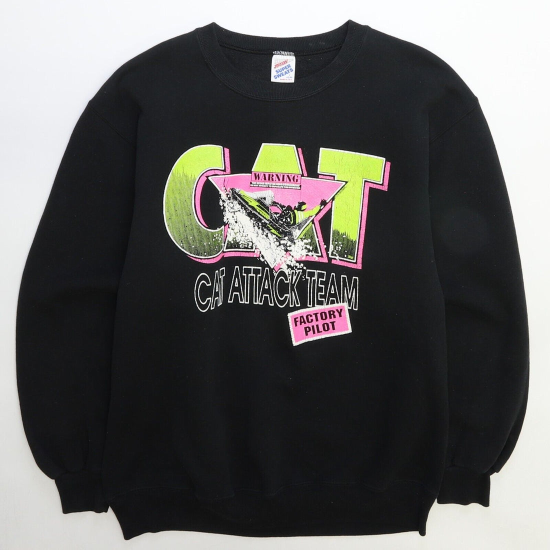 Vintage Cat Attack Team Crewneck Sweatshirt Size Large Snowmobile Racing