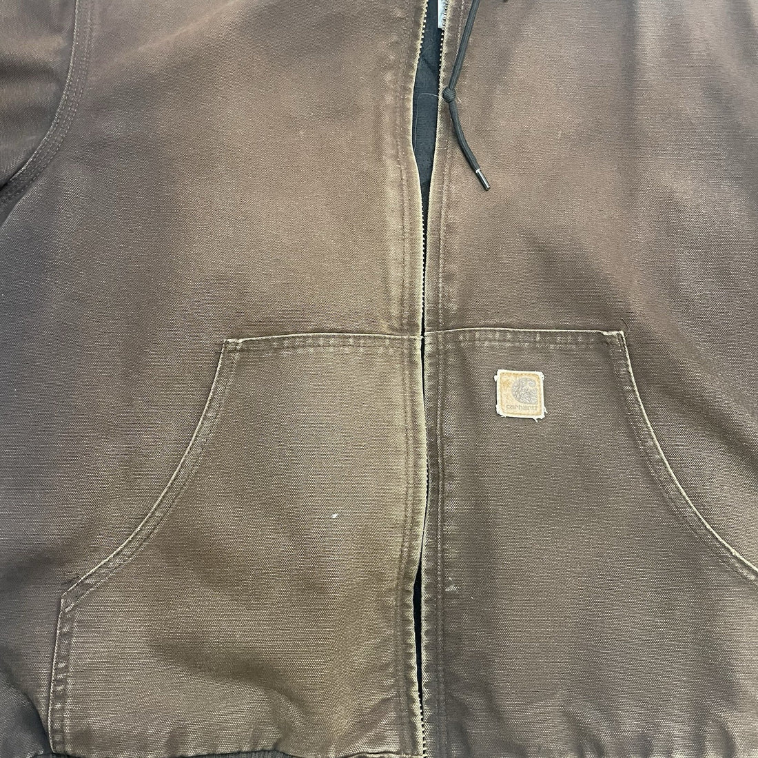 Vintage Carhartt Canvas Active Bomber Work Jacket Size Large J130 DKB Brown