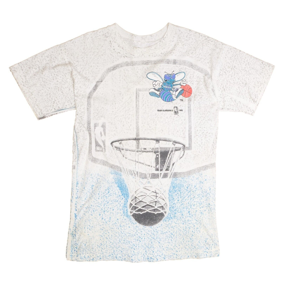 Vintage Charlotte Hornets T-Shirt Size Medium All Over Print 1992 90s NBA