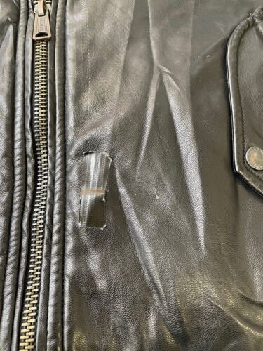 Ben Sherman Leather Bomber Jacket Size Medium Black
