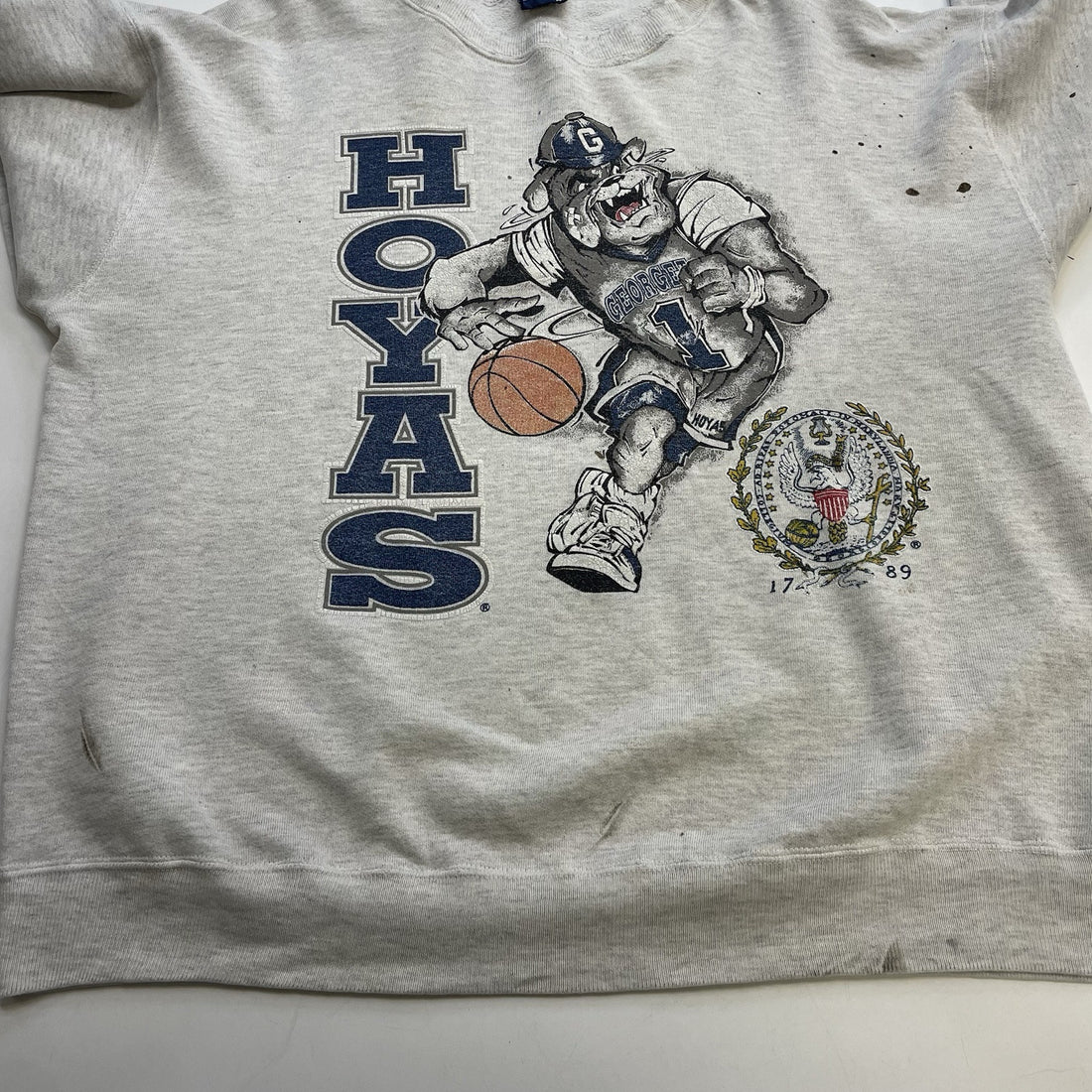 Vintage Georgetown Hoyas Basketball Crewneck Sweatshirt XL Distressed 90s NCAA
