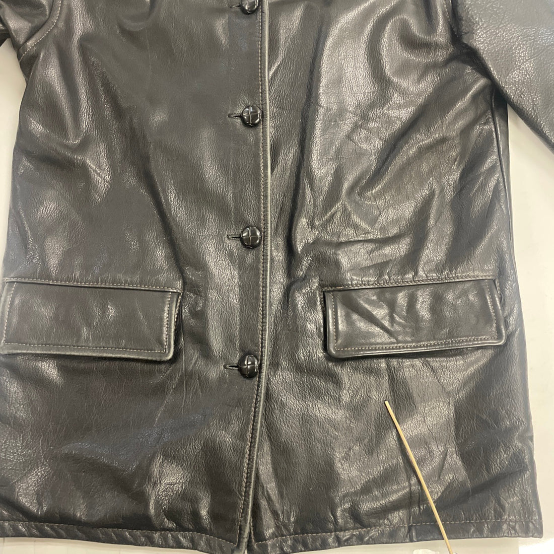 Vintage Selection Leather Coat Jacket Size Small Black