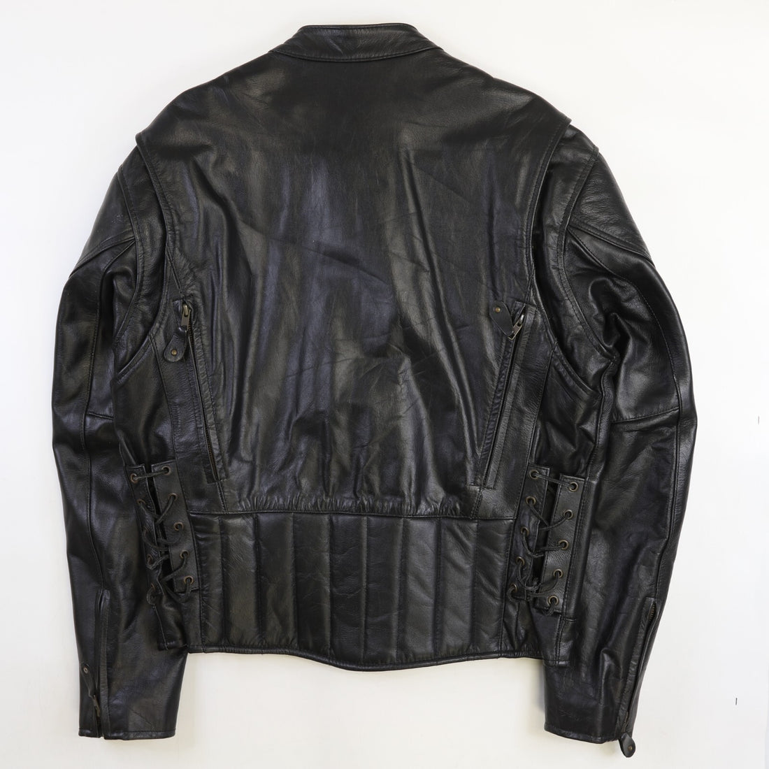 Viking Cycle Leather Cafe Racer Motorcycle Jacket Size Small Black