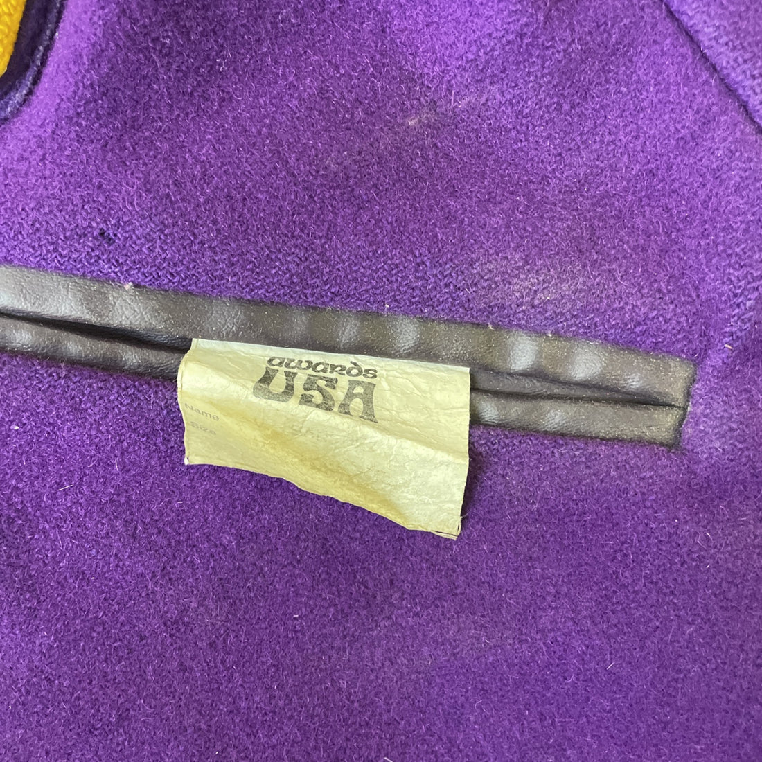 Vintage Leather Wool Letterman Varsity Jacket Size Small Purple