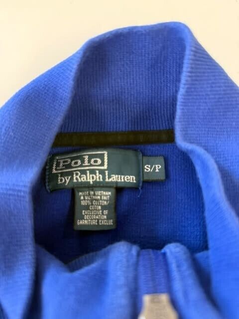 Vintage Polo Ralph Lauren Ski Big Pony 1/4 Zip Sweater Size Small Blue
