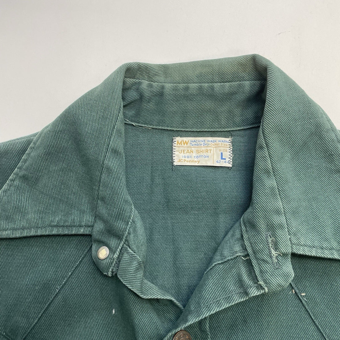 Vintage JCPenney Button Up Shirt Size Large Green