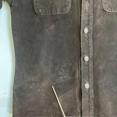 Vintage Wash & Wear Leather Suede Button Up Shirt Jacket Size Small Brown