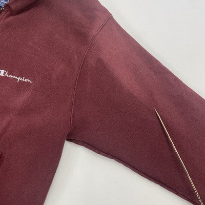 Vintage Champion Full Zip Sweatshirt Hoodie Size Medium Red 90s