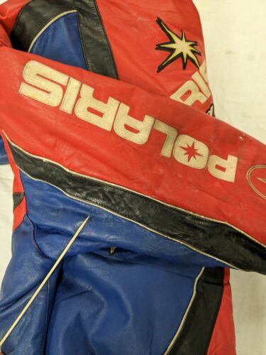 Vintage Polaris Racing Motorcycle Leather Jacket Size 2XL Snowmobile