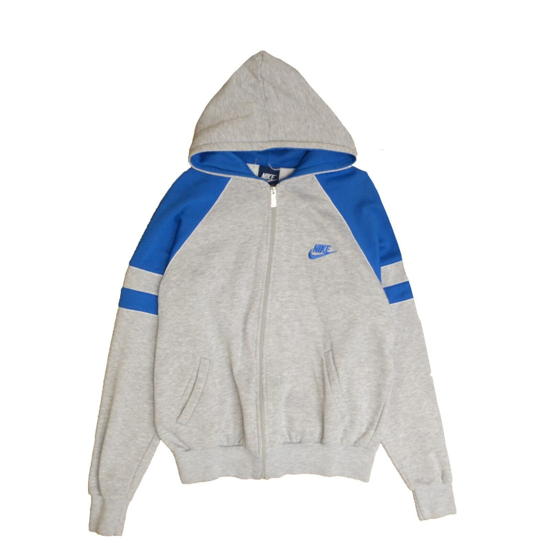Vintage Nike Sweatshirt Hoodie Size Large Gray Blue Full Zip 80s