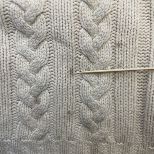 Vintage Polo Ralph Lauren Wool Cable Knit Crewneck Sweater Large Suede Elbow