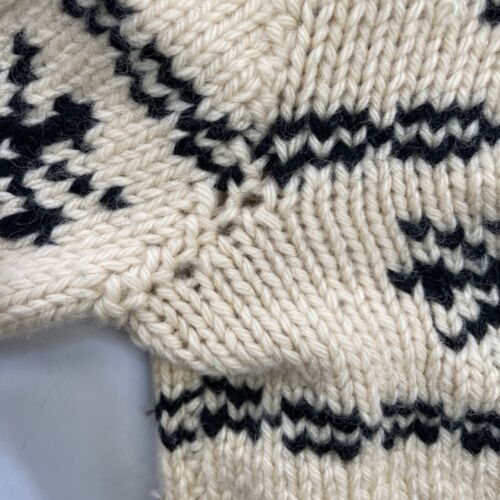 Vintage Snowflake Wool Knit Cowichan Sweater Size Small Flash Zip