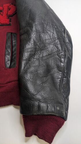 Vintage DeLong Leather Wool Varsity Letterman Jacket Size 42