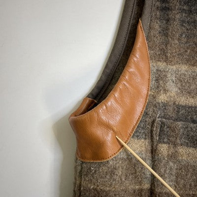 Vintage Ralph Lauren Wool Vest Jacket Size Small Plaid Leather Trim