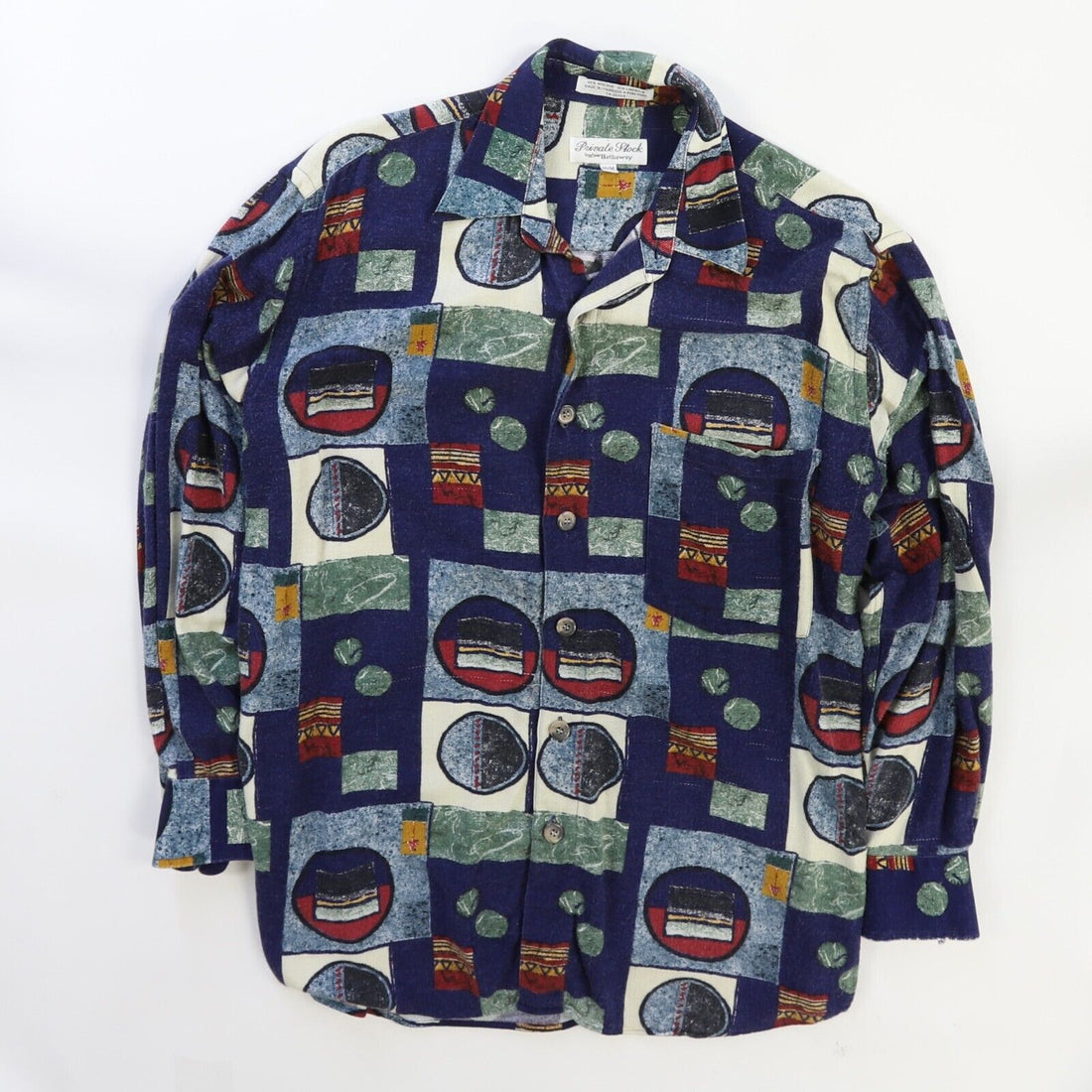 Vintage Private Stock Hathaway Abstract Art Shirt Size Medium All Over Print