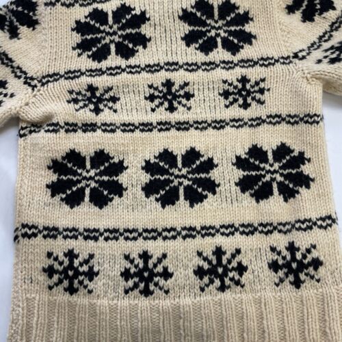 Vintage Snowflake Wool Knit Cowichan Sweater Size Small Flash Zip