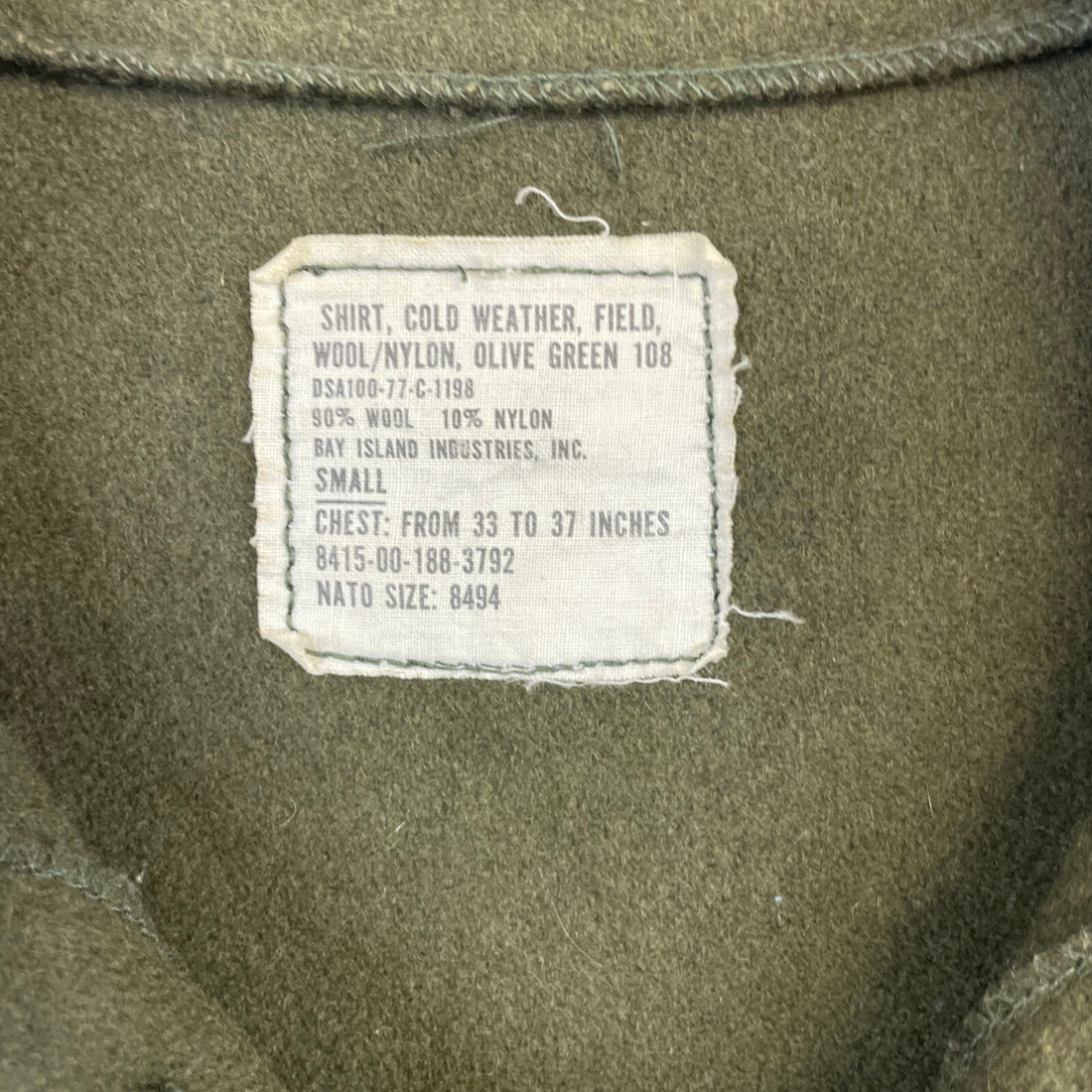 Vintage US Army Cold Weather Field Wool OG 108 Button Up Shirt Small Military