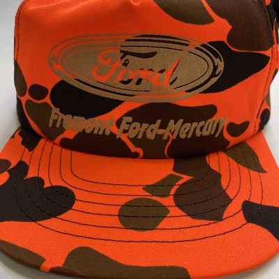 Vintage Ford Duck Camo Snapback Hat Cap OSFA Orange Camoflauge
