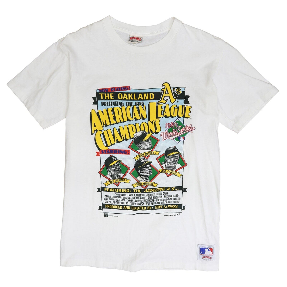 Vintage Oakland Athletics World Series T-Shirt Size Large 1989 80s MLB
