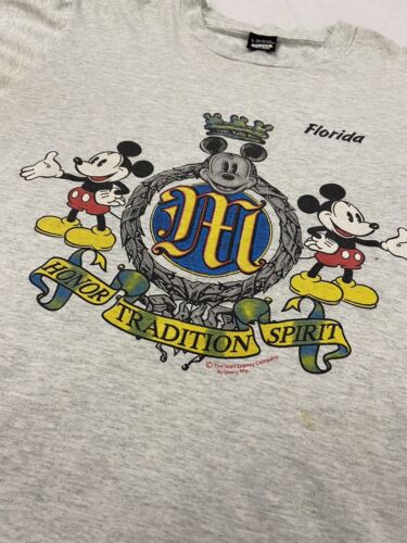 Vintage Mickey Mouse Florida Disney T-Shirt Size Medium Gray 90s