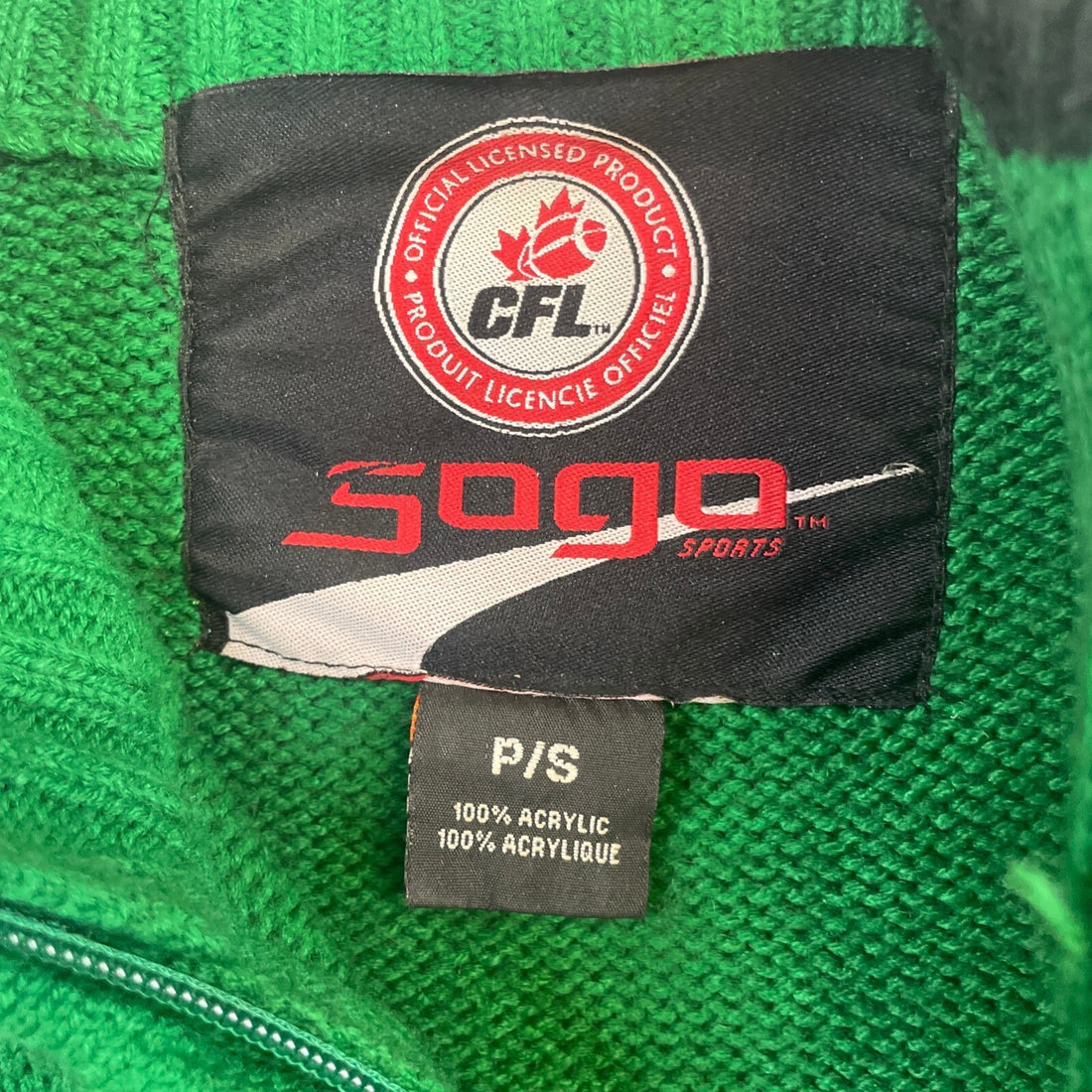 Saskatchewan Roughriders 1/4 Zip Pullover Sweater Size Small CFL