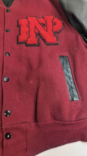 Vintage DeLong Leather Wool Varsity Letterman Jacket Size 42