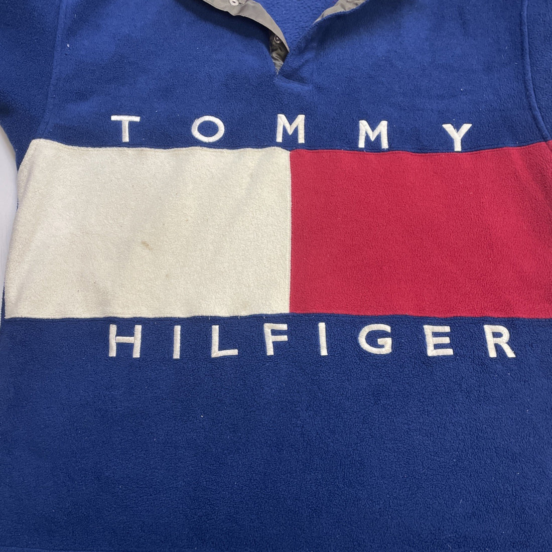 Vintage Tommy Hilfiger Flag Fleece Jacket Size Small Pullover