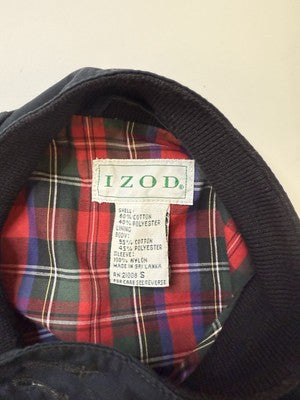 Vintage Izod Harrington Bomber Jacket Size Small Blue