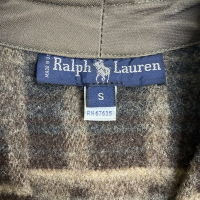 Vintage Ralph Lauren Wool Vest Jacket Size Small Plaid Leather Trim