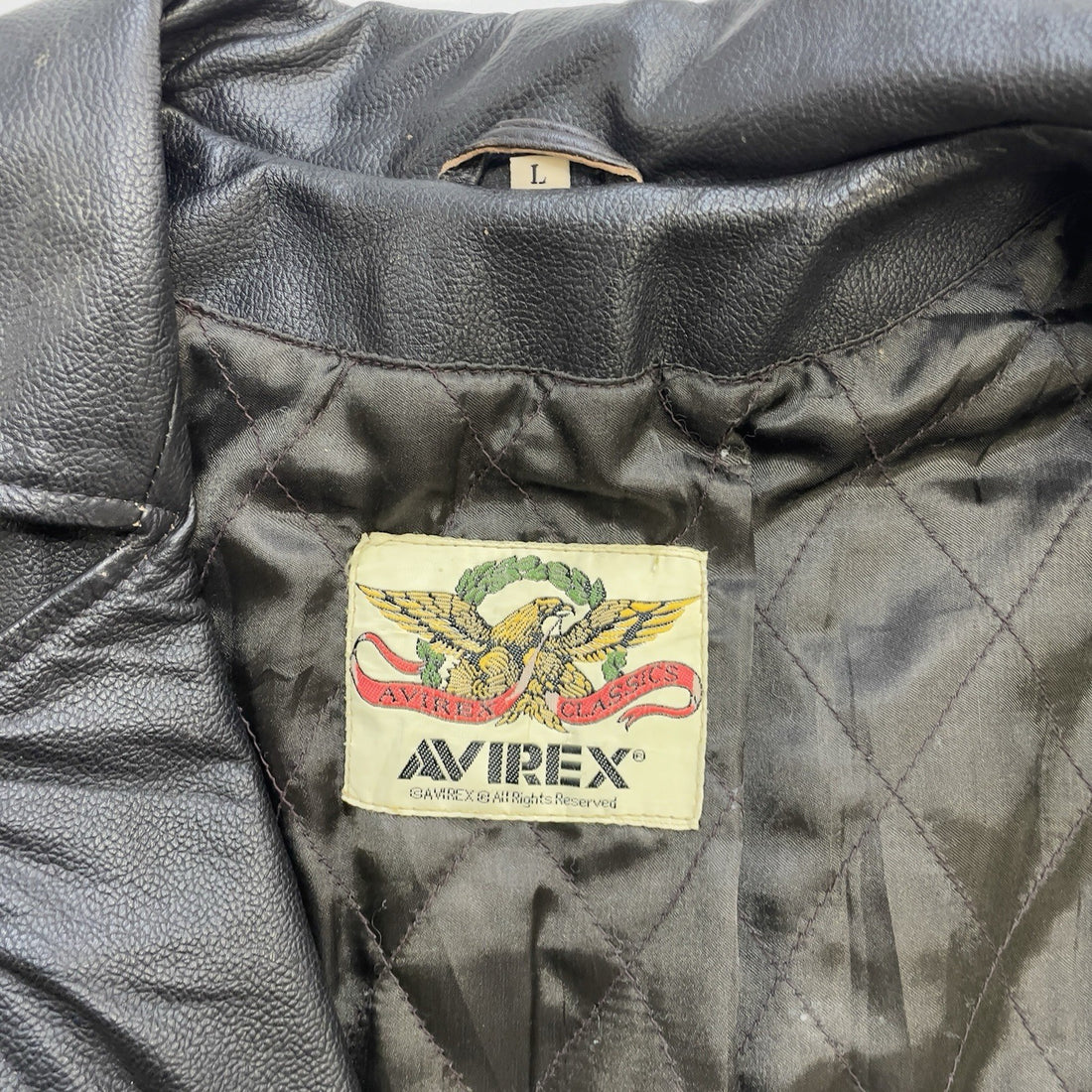 Vintage Avirex Leather Classic Motorcycle Jacket Size Large Patches D Pocket