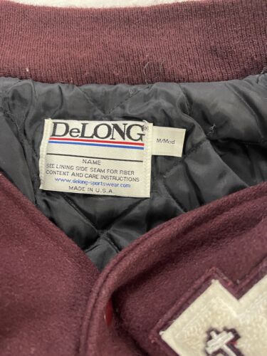 Vintage DeLong Letterman Leather Wool Varsity Bomber Jacket Size Medium