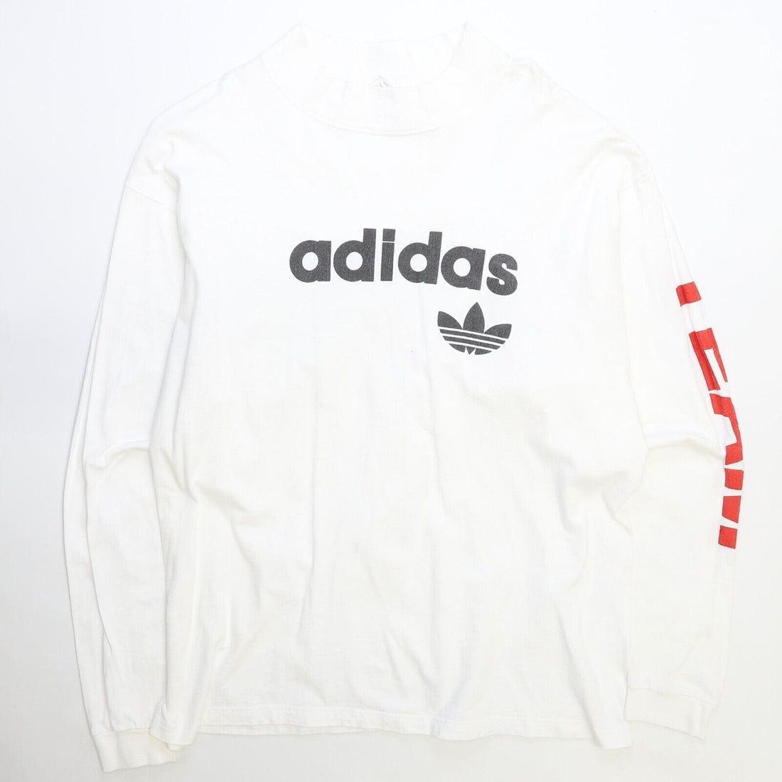 Vintage Team Adidas Mock Neck Long Sleeve T-Shirt Size XL White