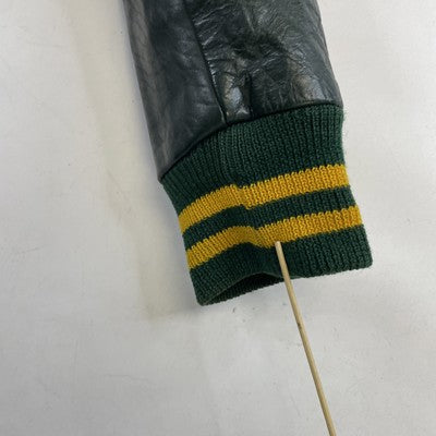 Vintage K of C Leather Varsity Jacket Size 46 Green