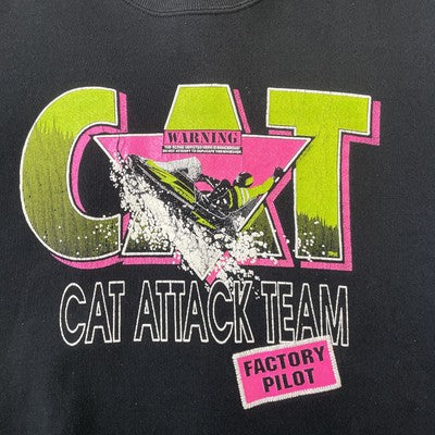 Vintage Cat Attack Team Crewneck Sweatshirt Size Large Snowmobile Racing