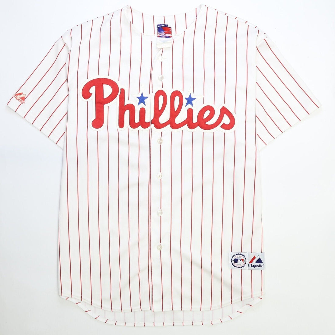 Vintage Philadelphia Phillies Pat Burrell Majestic Jersey Size XL Pinstripe MLB