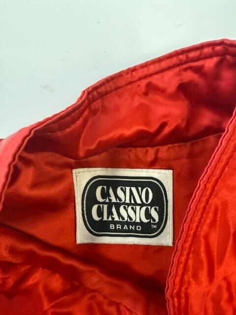 Vintage Excalibur Hotel Casino Las Vegas Satin Bomber Jacket Size XL Red