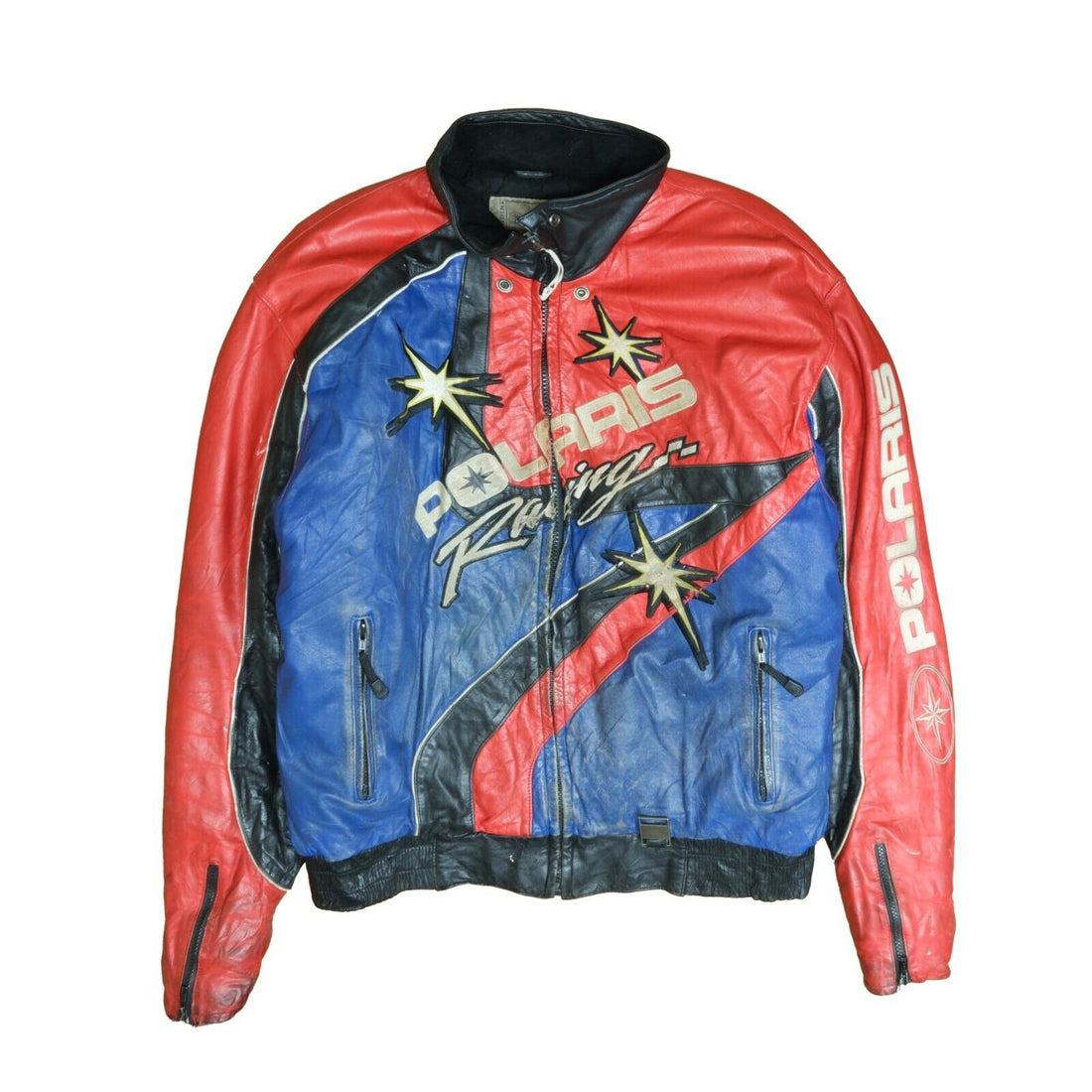 Vintage Polaris Racing Motorcycle Leather Jacket Size 2XL Snowmobile